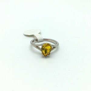 Signed CZ Topaz Tear Drop Ring
